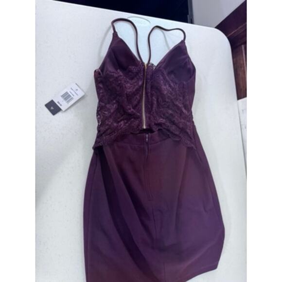 NWT!! "CITY TRIANGLES" Babydoll Dress Burgundy Lace Back Zip Sexy Hoco Cocktail - Picture 10 of 11